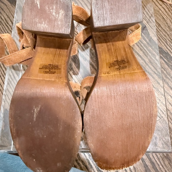 Steve Madden Ryder Tie-Up Suede Wooden Platform Sandals Brown Size 8 - Picture 9 of 10